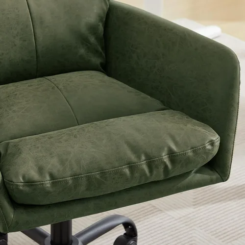 Miniatura 7 de YISHENG Silla de escritorio de piel sintética para oficina en casa, silla giratoria ajustable para computadora con ruedas y brazos, cómoda silla