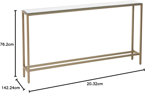 Miniatura 11 de SEI Furniture Darrin Mesa consola estrecha con parte superior de espejo, 56 pulgadas, dorado metálico