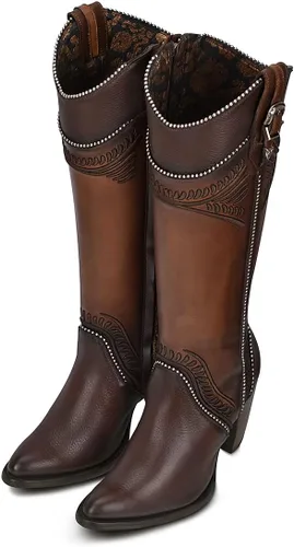 Miniatura 7 de Cuadra Botas altas de mujer en piel bovina con cremallera marrón