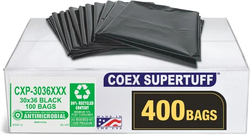 Miniatura 11 de Aluf Plastics Serie CXP - Bolsas de basura de 12-16 galones (1000 unidades), 24 x 33 pulgadas, bolsas negras de 1.25 mil de grosor (equivalente)