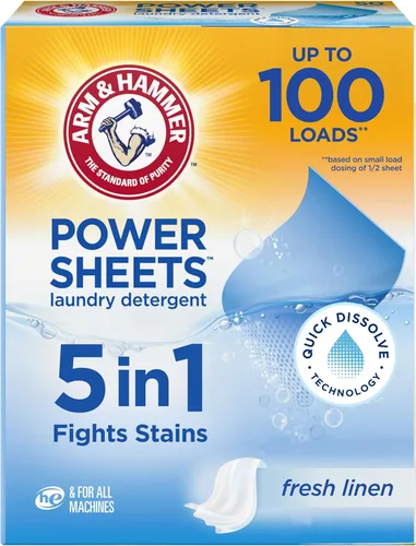 Miniatura 12 de Arm & Hammer Power Sheets Detergente para lavar, aroma fresco a brisa, sin desorden, liviano y apto para viajes, 35 unidades, hasta 70 cargas