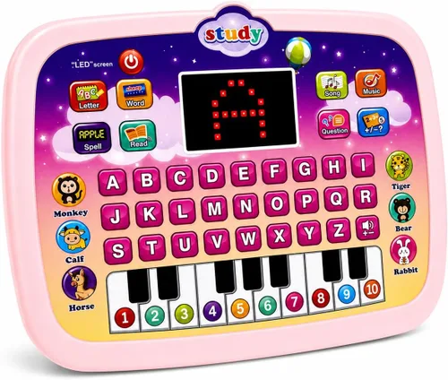 Tableta de aprendizaje para niños de 1, 2, 3 años, juguete de aprendizaje de ortografía y habla ABC con teclas de piano, juguete educativo musical,