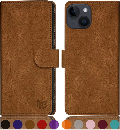 Miniatura 14 de SUANPOT Funda protectora tipo cartera con función atril para iPhone 15 Plus de 6.7 pulgadas, con soporte para tarjetas de crédito RFID, funda