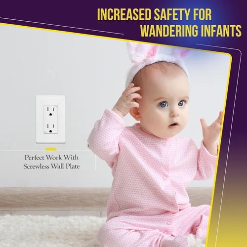 Miniatura 3 de ENERLITES - Toma de corriente decorativa con placa para pared 61501-TR-WWP, resistente a manipulaciones, grado residencial, 3 cables, autoconexión a