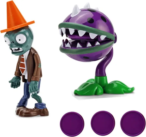 JHESAO 2 piezas Plantas y Zombies Juguetes de figuras de acción Zombies PVZ 1 2 Serie Grandes regalos para niños y fanáticos, cumpleaños y fiesta de