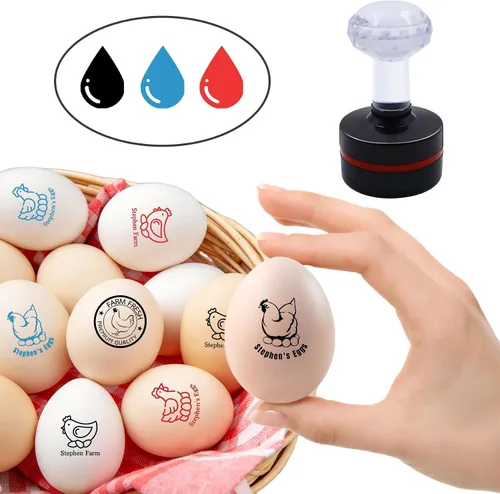 Sellos personalizados para huevos frescos, sellos personalizados de huevos de pollo con texto de logotipo. Marcado de huevo personalizado para