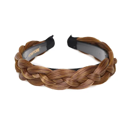 Miniatura 10 de Diadema trenzada de pelo sintético, aro de pelo clásico, grueso, ancho, trenzado, peluca de trenzas esponjosas, accesorio de belleza para mujeres