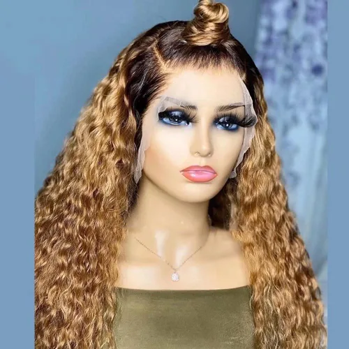 Miniatura 5 de Pelucas de cabello humano brasileño Remy brasileño con encaje frontal transparente HD de 13 x 6 pulgadas, color rubio miel, para mujeres negras, sin