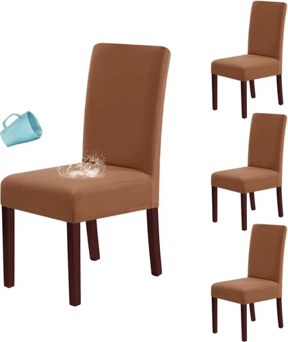 Miniatura 13 de H.VERSAILTEX Juego de 2 fundas 100% impermeables para sillas de comedor, fundas elásticas para sillas de comedor, fundas protectoras para sillas