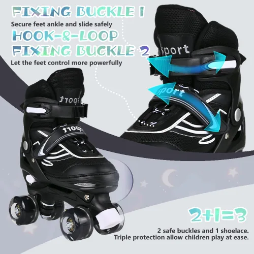Miniatura 5 de Patines en línea G MGY OLED para niños pequeños, patines ajustables en 4 tallas con todas las ruedas iluminadas, patines iluminados divertidos