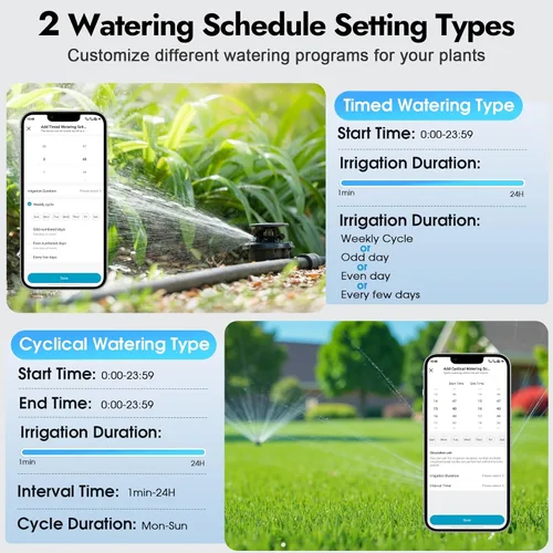 Miniatura 7 de WiFi Water Timer for Garden Hose with Brass Inlet,Smart Hose Timer with WiFi Hub, APP & Voice Control,Up to 20 Watering Plans, 2-Zone Sprinkler Drip