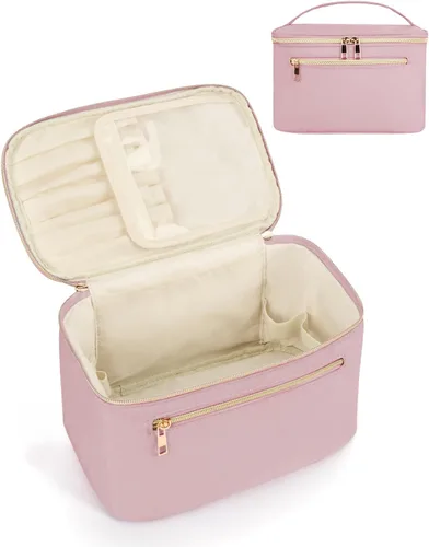 Miniatura 12 de Wandering Nature Bolsa de Maquillaje, Organizador de Maquillaje de Viaje, Estuche de Brochas Cosméticas para Mujeres en Cuero Vegano Ecológico, M