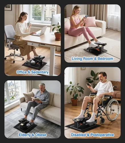 Miniatura 7 de Portable Under Desk Elliptical Machine with Wireless Remote. 12 Manual & 3 Automatic Speeds. Pedal Ellipse Leg Exerciser. Leg Exerciser While