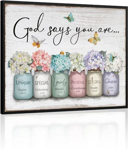 Miniatura 3 de Dios Dice Que Eres Arte de Pared: Arte de Pared con Versículo Bíblico Cristiano Inspiracional, Escritura Religiosa, Regalos de Aliento para Mujeres
