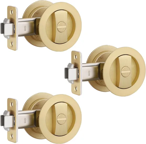 Miniatura 10 de EHOMEWARE 1 paquete de herrajes para puerta de bolsillo negro mate, manijas de puerta de bolsillo empotradas, cerradura de puerta de bolsillo