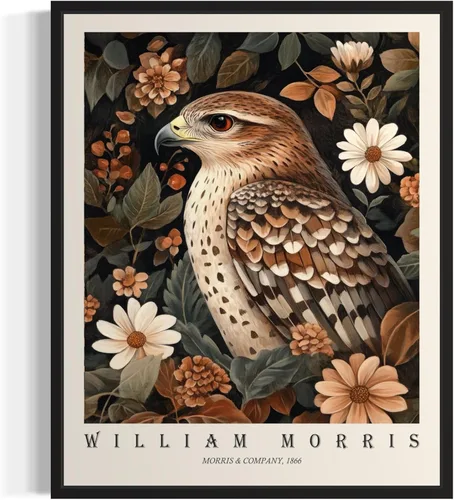 Miniatura 25 de Póster con impresión artística de gato negro, estilo William Morris, floral retro de mediados de siglo, botánico, victoriano, Academia oscura