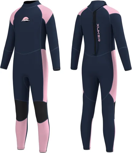 Miniatura 9 de XUKER Traje de neopreno para niños y niñas, 0.118 in, con cremallera trasera, de neopreno, térmico, de cuerpo completo, para jóvenes, adolescentes