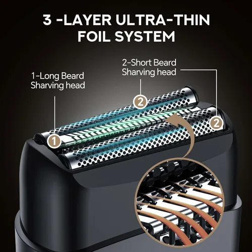 Miniatura 4 de Afeitadoras eléctricas para hombres: afeitadoras para hombres, 3 cuchillas flotantes, 1 cabezal de afeitado adicional, doble flexibilidad
