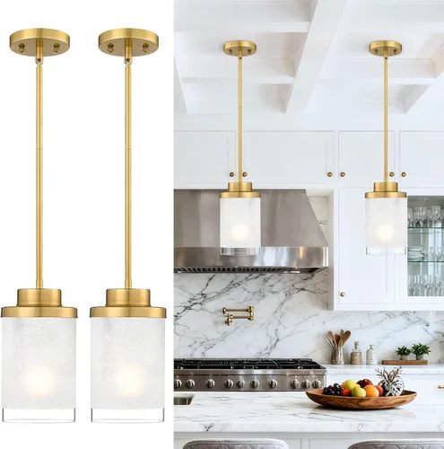 Miniatura 34 de TENGXIN Lámpara Colgante Moderna para Isla de Cocina, Accesorio de Lámpara de Techo Colgante de Oro Cepillado, Iluminación Colgante de Estilo Granja