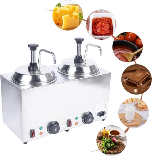 Miniatura 4 de Dispensador de queso con 2 bombas, 2 x 2L Calentador eléctrico de salsa de queso de nacho 86.0-230.0 °F Dispensador de calentador de dulce de azúcar