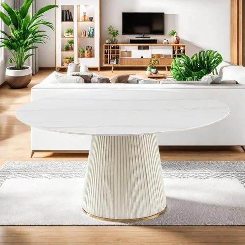 Miniatura 9 de Montary Juego de 2 sillas de comedor, modernas sillas de piel sintética color blanco crema con patas de metal dorado y respaldo ergonómico para sala