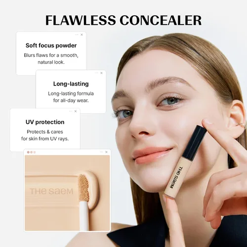 Miniatura 8 de THESAEM Cover Perfection Tip Corrector de 0.2 onzas líquidas – Corrector de sombra de contorno beige para profundidad natural – Alta cobertura