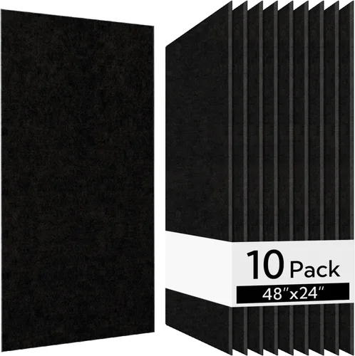 Olanglab Paquete de 10 paneles acústicos de pared, 48 x 24 pulgadas por cada panel acústico, absorbentes de sonido, para estudio en casa y oficina,