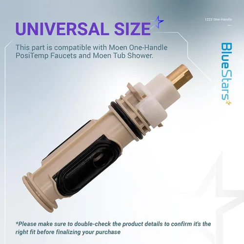 Miniatura 3 de BlueStarts 1222 - Cartucho de grifo de una manija de alta calidad, compatible con grifos PosiTemp de una manija Moen y ducha de bañera Moen