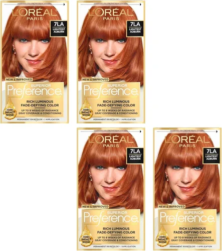 Miniatura 24 de L'Oreal Paris Superior Preference Fade-Defying + Shine - Tinte permanente para el cabello, rubio rosado medio 8RB, paquete de 1, tinte para el 8RB