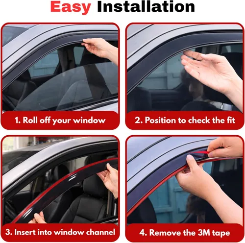 Miniatura 129 de KPY Visor de ventana compatible con Kia Soul 2009-2013, Protector contra lluvia de 4 unidades, deflectores de ventilación de ventana lateral