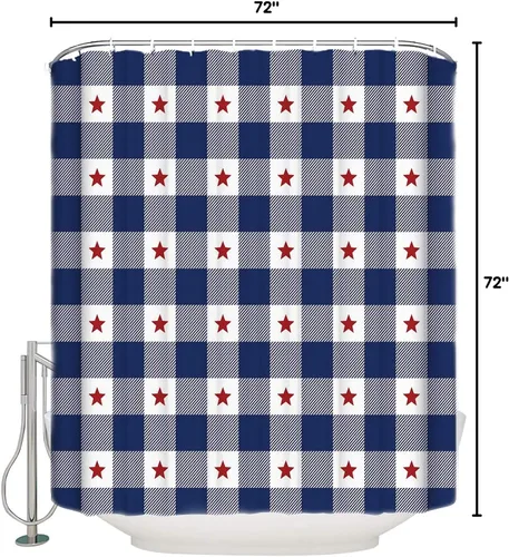 Miniatura 9 de Cortina de ducha del Día de la Independencia del 4 de julio, 72 x 72 pulgadas, cortinas de baño patrióticas con bandera estadounidense, cortina