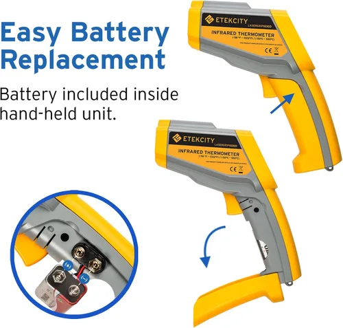 Miniatura 8 de Etekcity Termómetro infrarrojo Lasergrip 1030D (no para humanos) con filtro de temperatura sin contacto con láser dual, de 58 °F a 1022 ℉