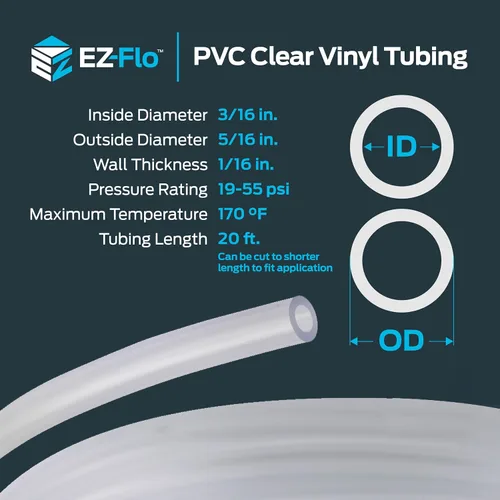 Miniatura 4 de Eastman Tubo de vinilo transparente de PVC de 3/16 pulgadas de diámetro interior (5/16 pulgadas de diámetro exterior), 20 pies de longitud, 98562