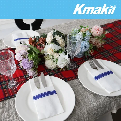 Miniatura 8 de KMAKII Servilletas desechables de papel con bolsillo integrado para cubiertos desechables para fiestas, bodas, eventos, tacto de lino, 16 x 16
