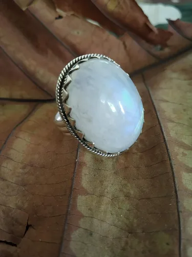 Miniatura 3 de Anillo de piedra lunar arco iris, anillo de plata de ley 925, anillo seguro, regalo del día de la madre, estilo vintage, joyería exquisita, joyería