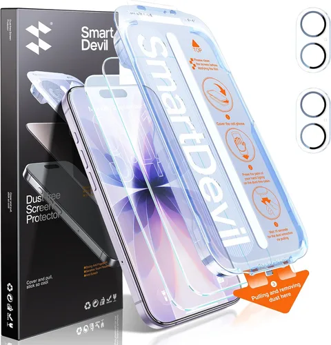 Miniatura 9 de SMARTDEVIL Paquete de 2+2 protectores de pantalla transparente HD para iPhone 17 Pro Max con 2 protectores de lente de cámara, vidrio templado 9H