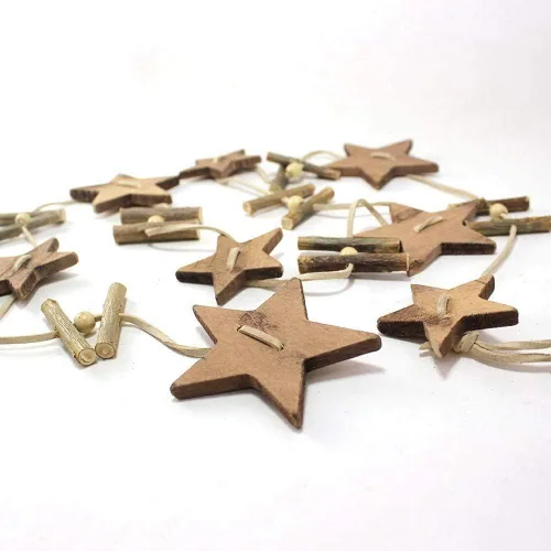 Miniatura 3 de DERAYEE 100 piezas de adornos de estrellas de madera sin terminar, piezas de madera en blanco recortadas de varios tamaños para Navidad, bodas