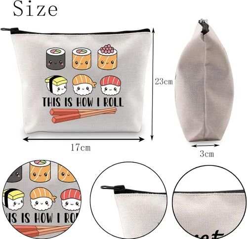 Miniatura 6 de POFULL Regalo para amantes del sushi, bolsa de cosméticos This is How I Roll, regalo de fiesta de sushi, cocina japonesa, regalo para amantes