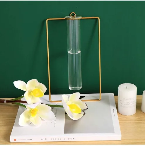 Miniatura 4 de Jarrón nórdico de pared, jarrón hidropónico geométrico dorado, maceta hidropónica para colgar en la pared, jarrón decorativo para centros de mesa