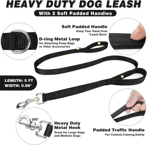 Miniatura 5 de Juego de chaleco y correa táctico para perro de servicio, arnés resistente con hebillas de metal para perros de tamaño mediano, chaleco ajustable