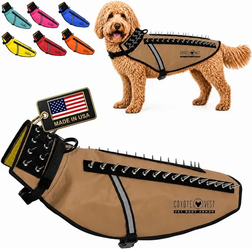 Miniatura 32 de CoyoteVest Chaleco Protector de Arnés para Perro, Accesorios Reflectantes para Perro con Picos para Proteger a tu Mascota de Ataques de Rapaces