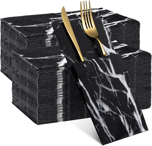 Miniatura 10 de Zonon 50 toallas desechables de mármol blanco, servilletas de papel para baño, toallas de mano decorativas, servilletas de cena de bebidas de 3
