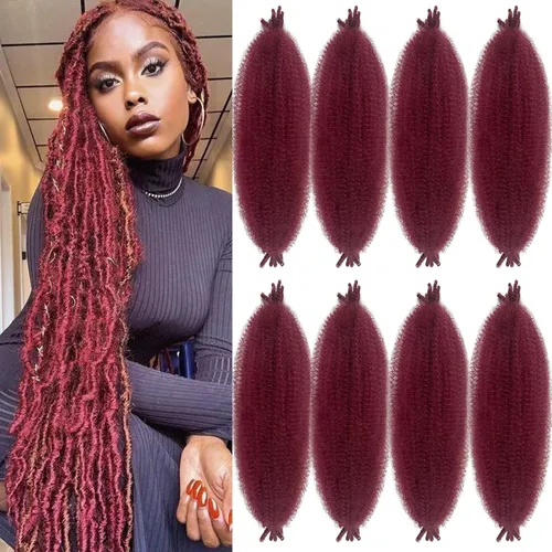 Miniatura 24 de Cabello Spring Twist Pre-Esponjado Color 4 Cabello Afro de Giros Elásticos 8 Paquetes Cabello Marrón Marley Twist para Trenzado para Locs de Marrón