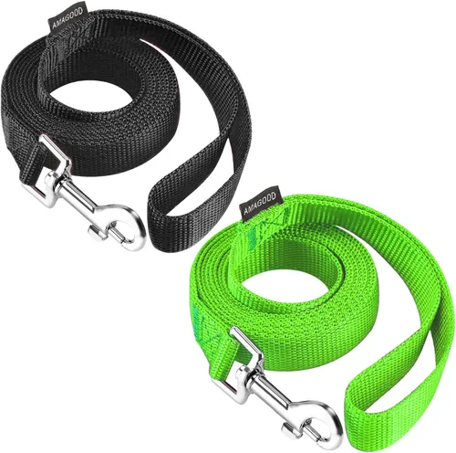 Miniatura 14 de AMAGOOD 6 pies de correas para cachorros/perros, correa de estilo tradicional resistente con gancho de cuello fácil de usar, correa para perros Negro