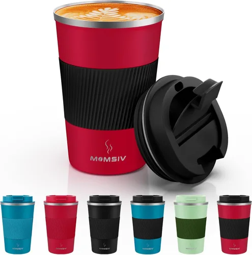 Miniatura 8 de MOMSIV Taza de viaje de 17 onzas, taza de café aislada con tapa a prueba de fugas, vaso reutilizable de doble pared de acero inoxidable al vacío