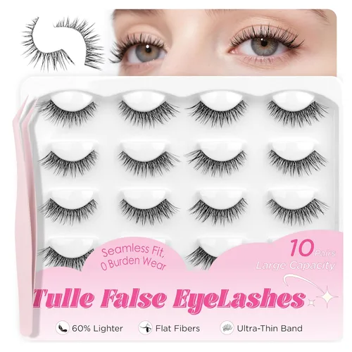 Miniatura 13 de Pestañas de Aspecto Natural Pestañas Postizas - BEPHOLAN Pestañas Postizas 3D Súper Esponjosas Pestañas Postizas Banda Transparente Pestañas Wispy