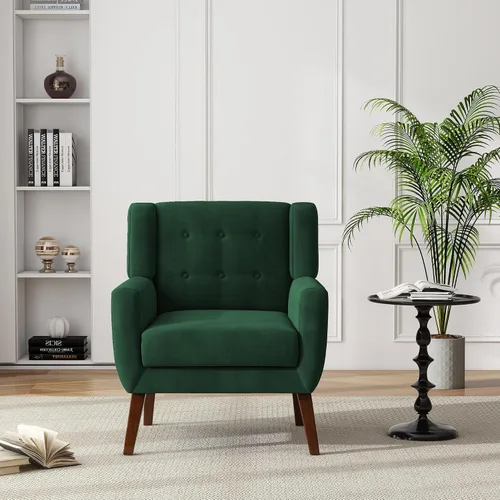 Miniatura 57 de Silla decorativa de piel sintética, moderna silla tapizada para sala de estar, cómodos asientos individuales con botones, asiento de lectura Negro