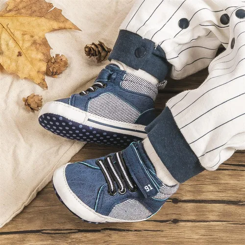 Miniatura 3 de Meckior Zapatos deportivos de tobillo para bebés y niñas pequeños, suela antideslizante suave, piel sintética, mocasines para bebés recién nacidos