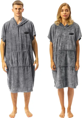 Miniatura 10 de MWTA Poncho de surf con capucha, traje de neopreno de microfibra gruesa que cambia con bolsillo para deportes acuáticos, hombres y mujeres Azul