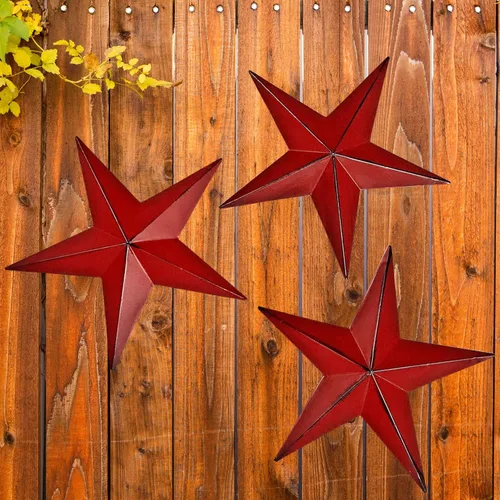 Miniatura 2 de Bellaa 23554 Arte de pared de metal con estrella occidental Texas Barn 3D, escultura vintage, retro, rústico, casa de campo, patio, cabaña, diseño